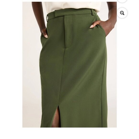 Scoop- Olive Green Women's Midi Skirt with Front Slit & Belt Loops Size 10 - Picture 4 of 7
